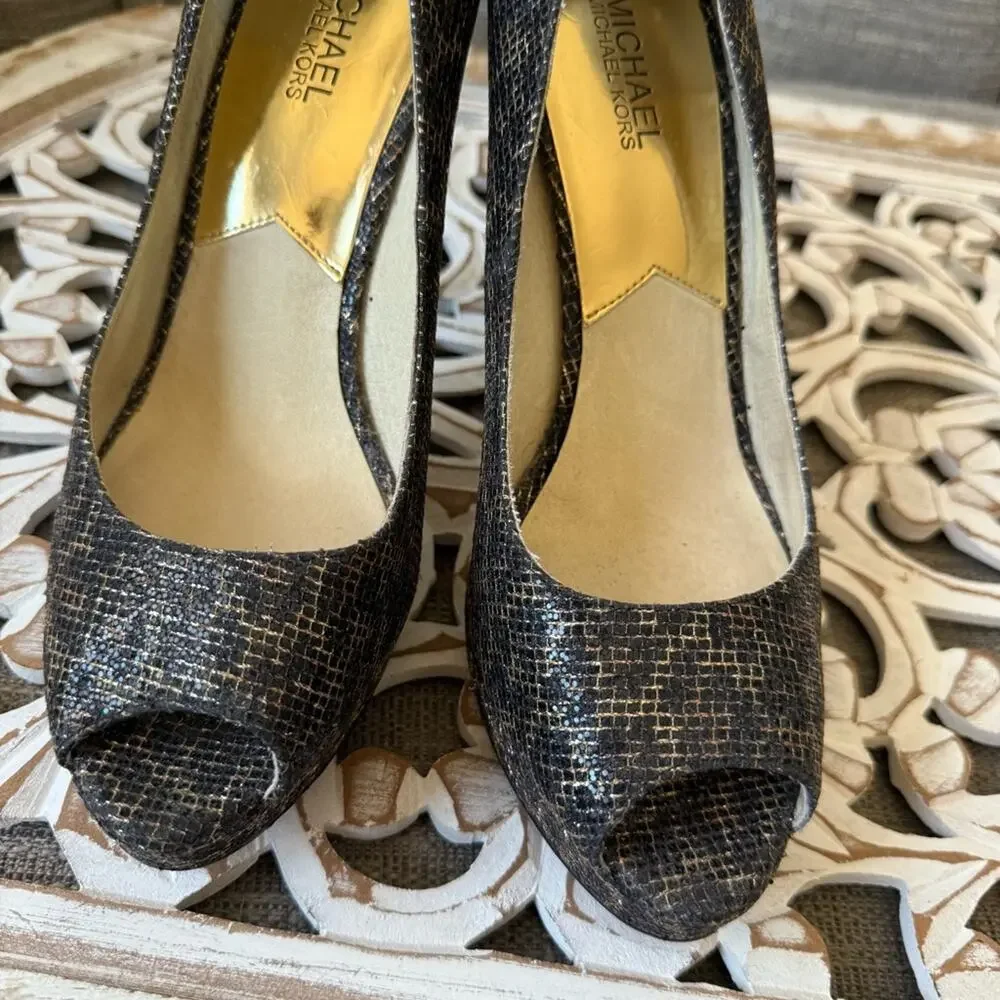 Michael Kors Animal Print Peep Toe High Heels Shoes Women’s 10
